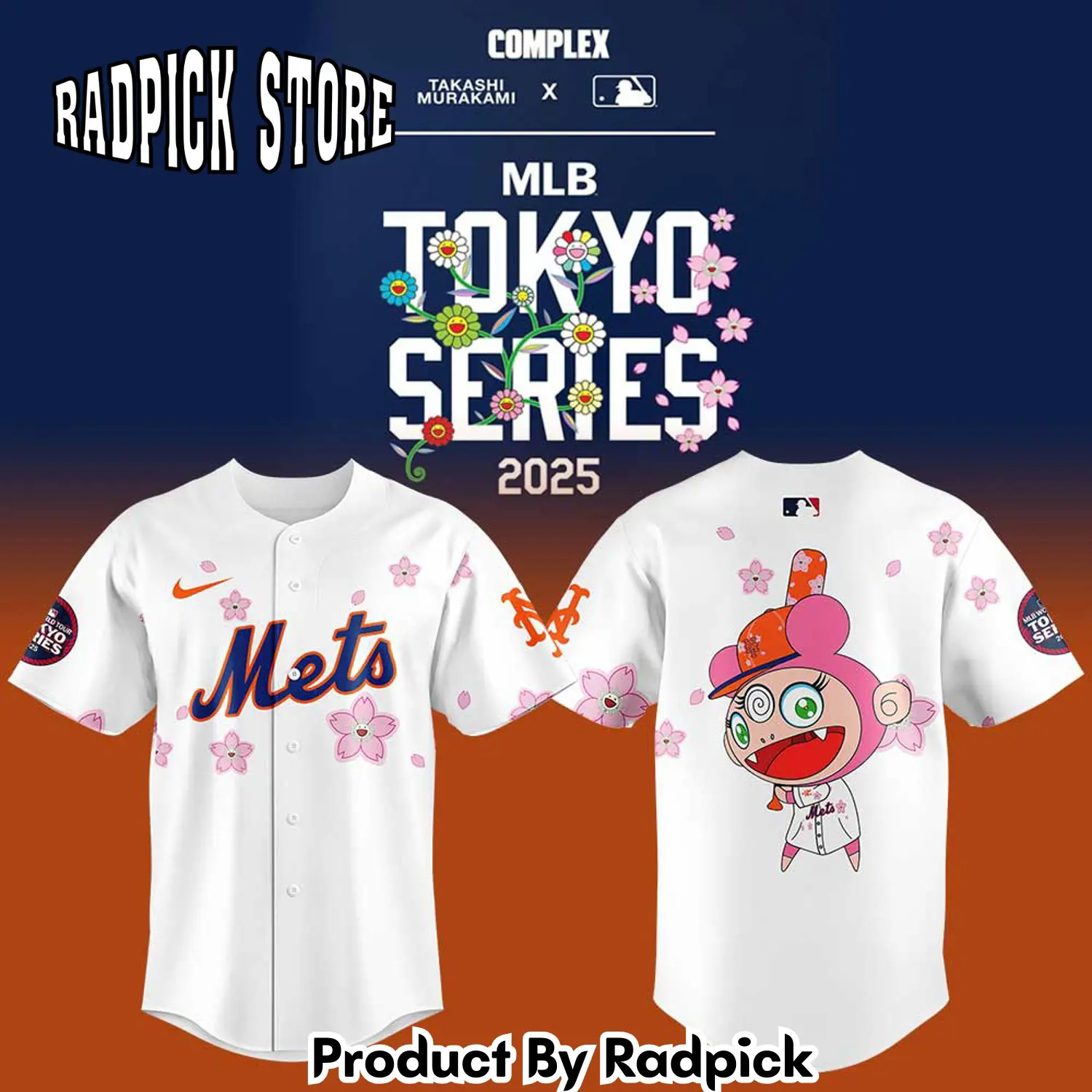Radpick new york mets takashi murakami x mlb world tour tokyo series white baseball jersey rp127247